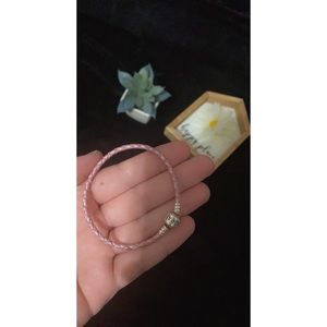 💫 Pink Leather Braided Pandora Bracelet
